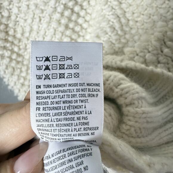 American Eagle Outfitters Ivory White Popcorn Knit Sweater Wool Alpaca Blend M - Picture 8 of 13